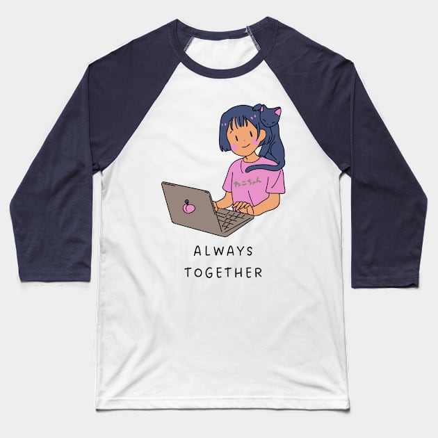 me and my cat always together Baseball T-Shirt by mysr